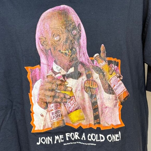 Vintage 1990s Tales from the Crypt T-Shirt Halloween Budweiser Beer Promo Keeper - Picture 2 of 5